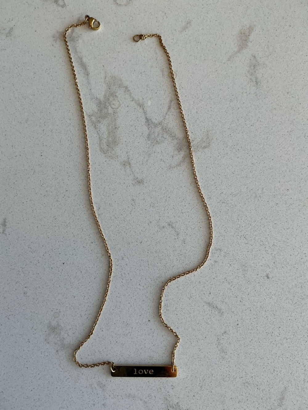 Gold 'Love' Bar Necklace
